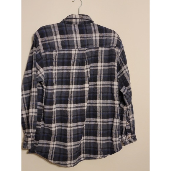 VINTAGE FIELD & STREAM MENS MEDIUM BLUE PATTERN FLANNEL VINTAGE - Picture 4 of 4